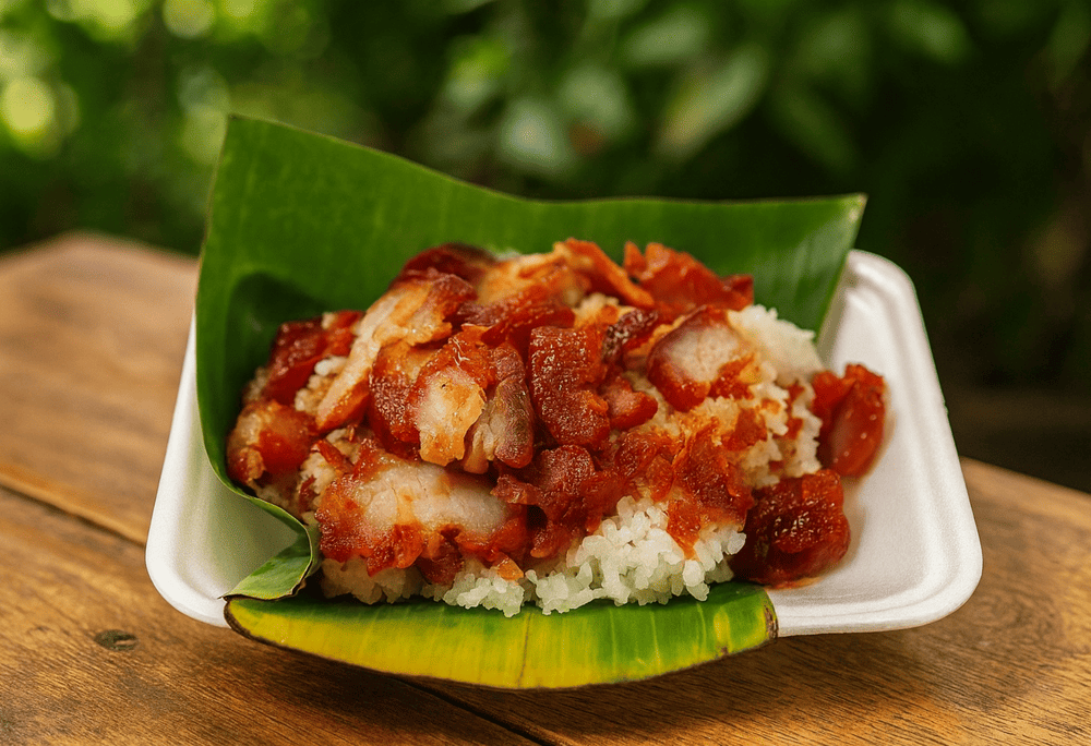 Xoi Ba Chieu is especially known for xoi man, featuring sausage, shredded chicken, and scallion oil